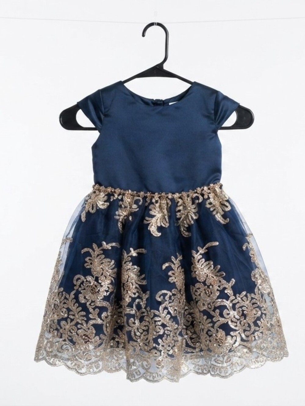 Rare Editions Girls Navy Blue Gold Lace Party Dress Size 4T Formal Holiday Easte